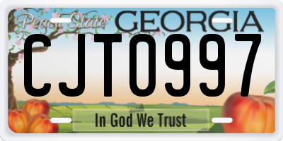 GA license plate CJT0997