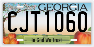 GA license plate CJT1060