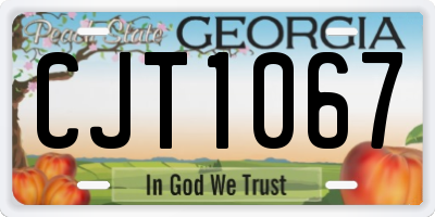 GA license plate CJT1067