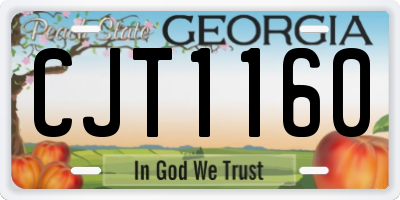 GA license plate CJT1160