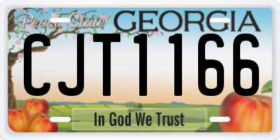 GA license plate CJT1166