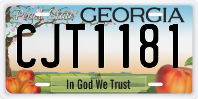 GA license plate CJT1181