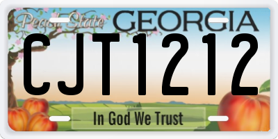 GA license plate CJT1212