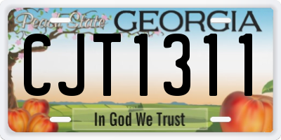 GA license plate CJT1311