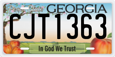 GA license plate CJT1363