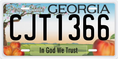 GA license plate CJT1366