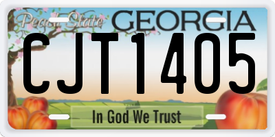 GA license plate CJT1405
