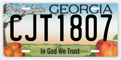 GA license plate CJT1807