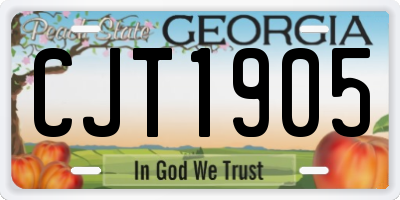 GA license plate CJT1905