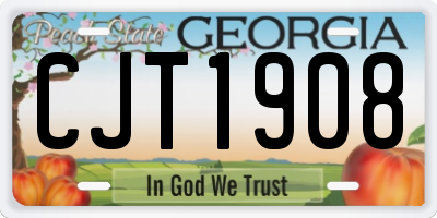 GA license plate CJT1908
