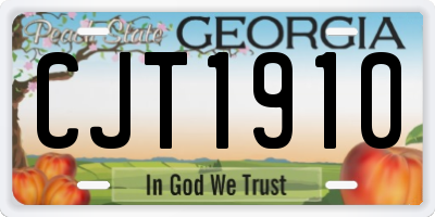 GA license plate CJT1910