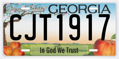 GA license plate CJT1917