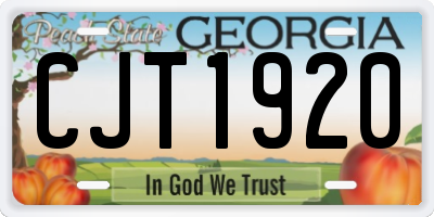 GA license plate CJT1920