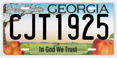 GA license plate CJT1925