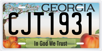 GA license plate CJT1931