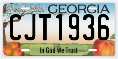 GA license plate CJT1936