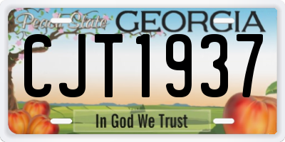 GA license plate CJT1937