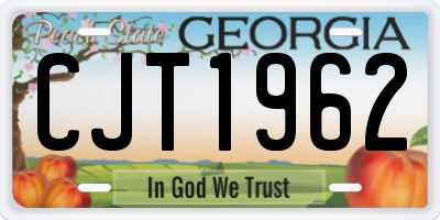 GA license plate CJT1962
