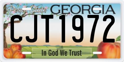 GA license plate CJT1972