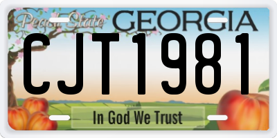 GA license plate CJT1981