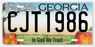 GA license plate CJT1986