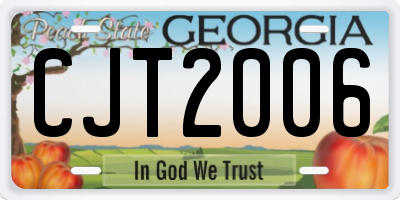 GA license plate CJT2006