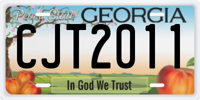 GA license plate CJT2011
