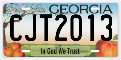 GA license plate CJT2013