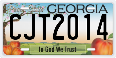 GA license plate CJT2014