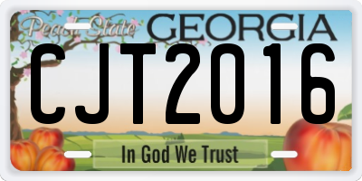 GA license plate CJT2016