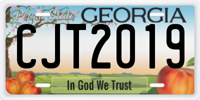 GA license plate CJT2019