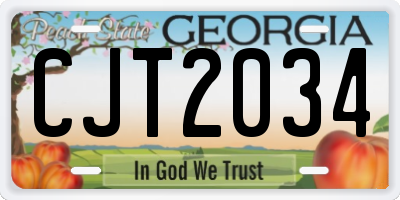 GA license plate CJT2034