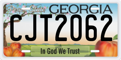 GA license plate CJT2062