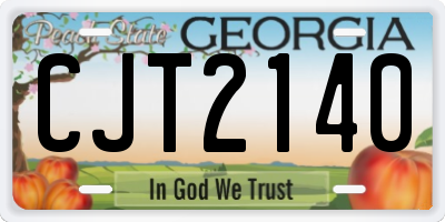 GA license plate CJT2140
