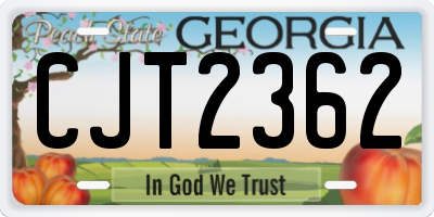 GA license plate CJT2362