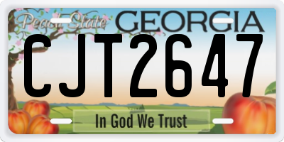 GA license plate CJT2647