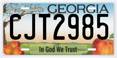 GA license plate CJT2985