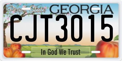 GA license plate CJT3015