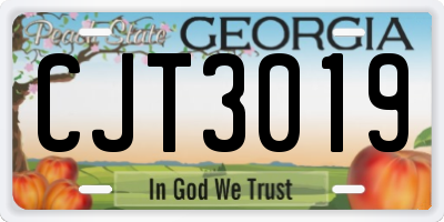 GA license plate CJT3019