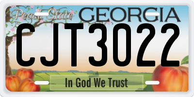GA license plate CJT3022