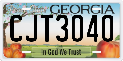 GA license plate CJT3040