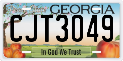 GA license plate CJT3049