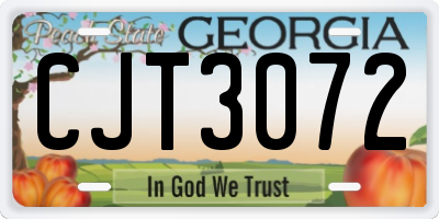 GA license plate CJT3072