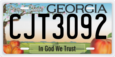 GA license plate CJT3092