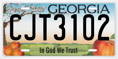 GA license plate CJT3102