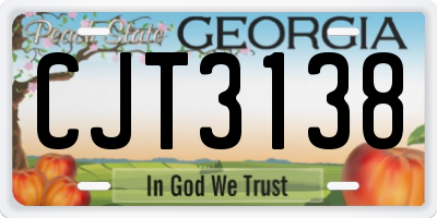 GA license plate CJT3138