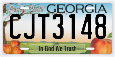 GA license plate CJT3148