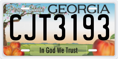 GA license plate CJT3193