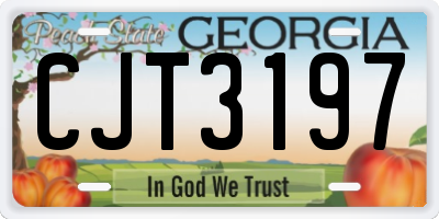 GA license plate CJT3197