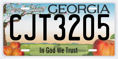 GA license plate CJT3205